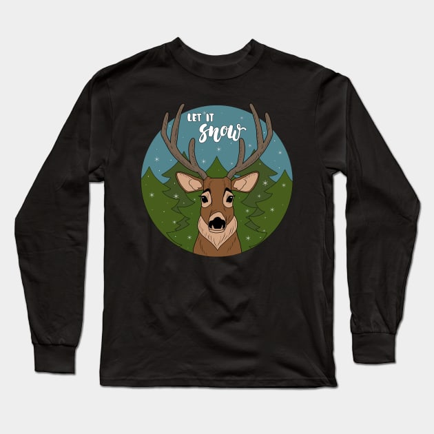 Reindeer Long Sleeve T-Shirt by valentinahramov